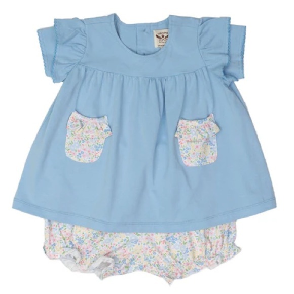 Oaks Apparel spring florals set ruffle top baby girl bloomers baby girl print - Picture 1 of 8